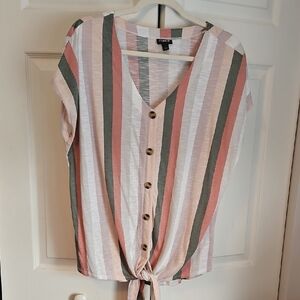 Torrid Pink and Green Striped Top
